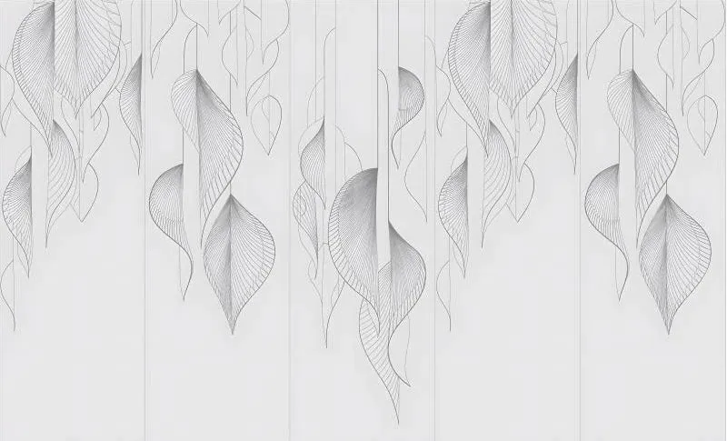Nordic Leaf Print Modern Wallpaper