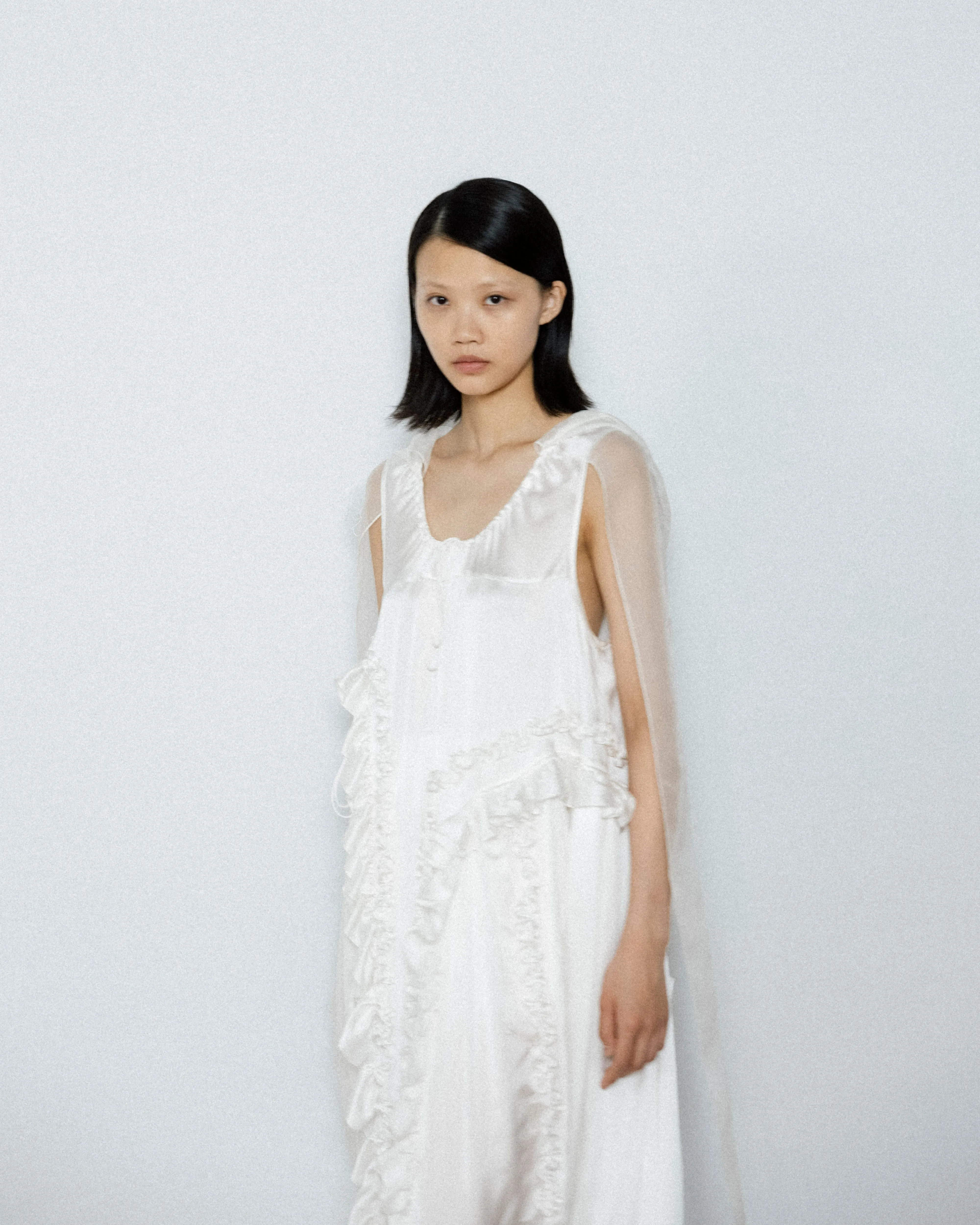 Elegant White Silk Satin Opal Dress