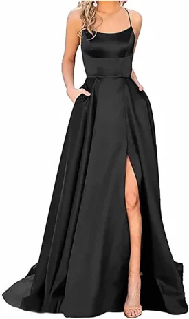 Prom Dresses for Women 2025 Winter Party Off The Shoulder Maxi Dress Slip Satin Modest Dresses Pockets Evening Gowns