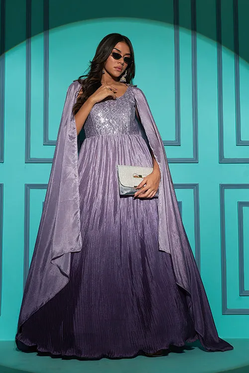 Purple Exclusive Traditional Stitched Anarkali Long Gown