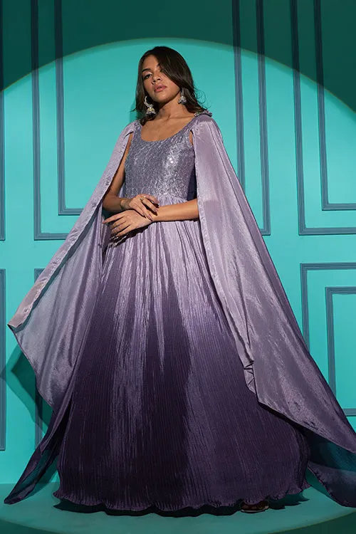 Purple Exclusive Traditional Stitched Anarkali Long Gown