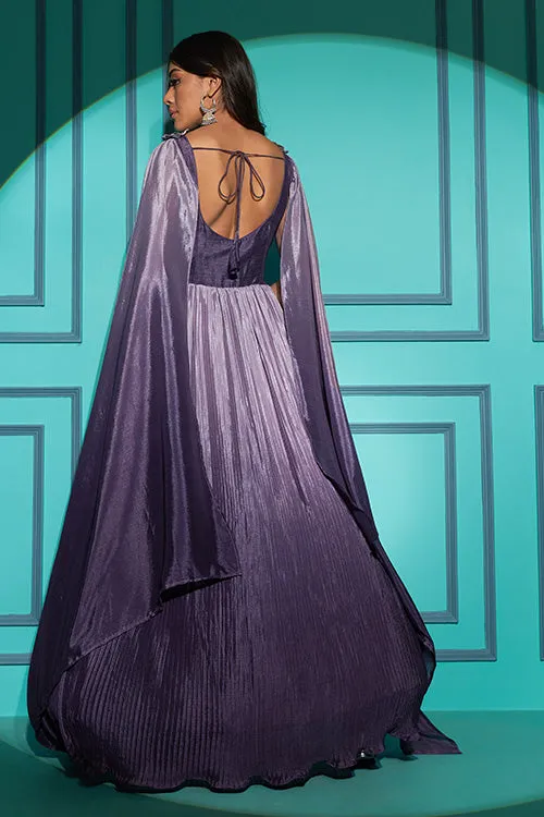 Purple Exclusive Traditional Stitched Anarkali Long Gown