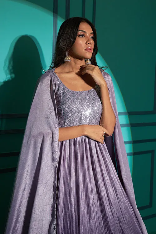 Purple Exclusive Traditional Stitched Anarkali Long Gown
