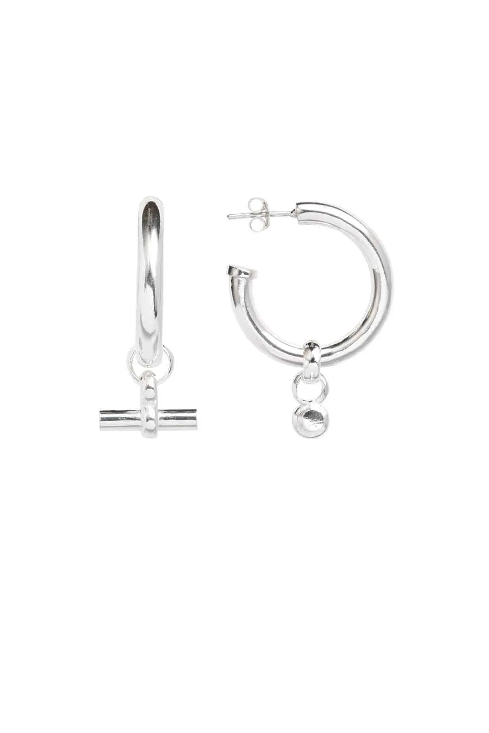 Small Silver T Bar Earrings