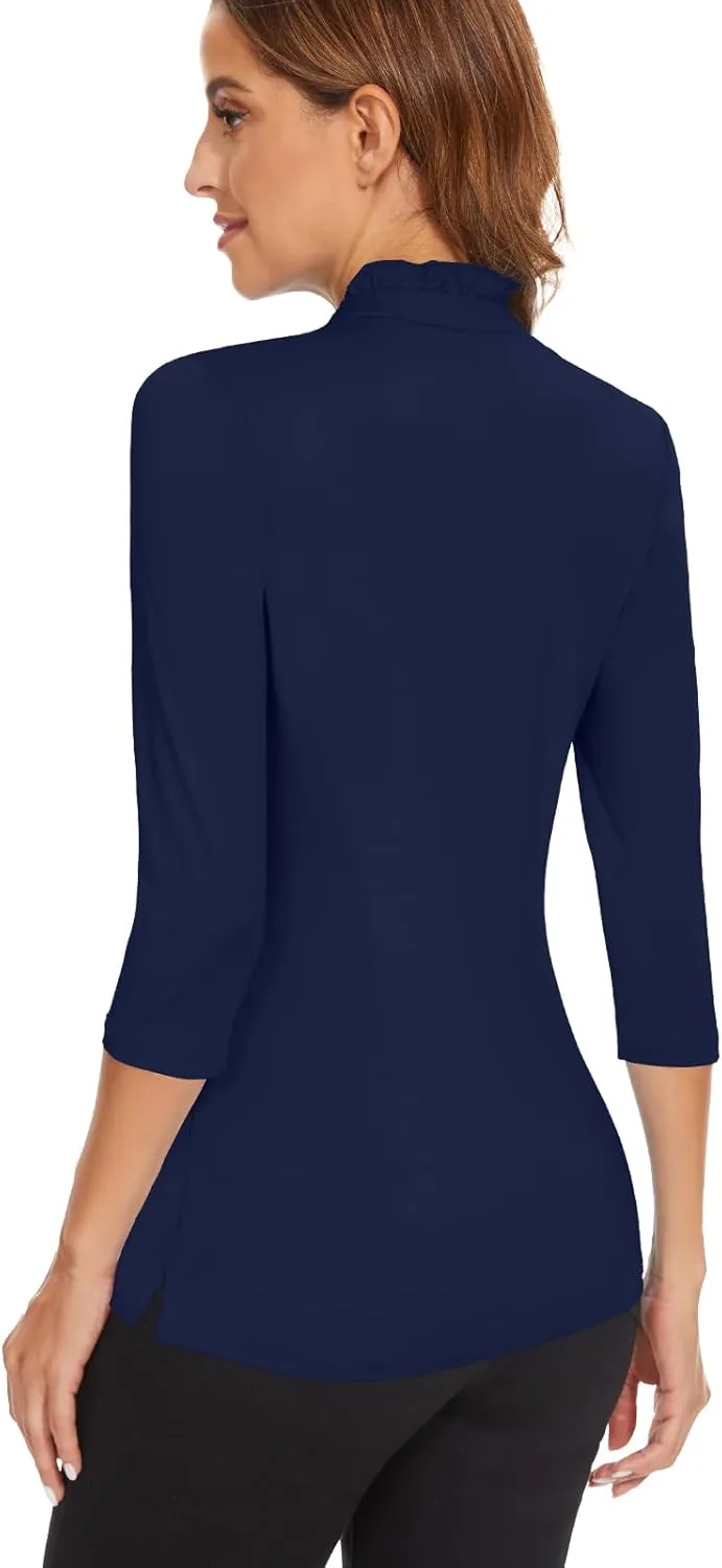 Soneven Womens Sleeveless Golf Shirts Ruffle Collared Business Casual Button Dress Shirts Tennis Tank Tops Golf Apparel