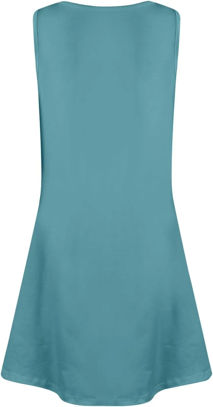 Summer Dresses for Women 2025 Casual Scoop Neck Sleeveless Sundresses Boho Tank Dress Beach Dresses with Pockets