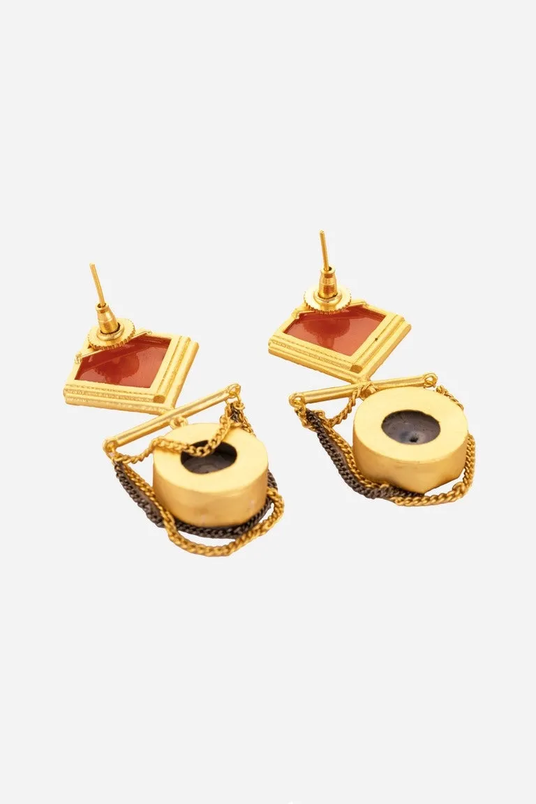 Swing Shape Orange Colour Danglers