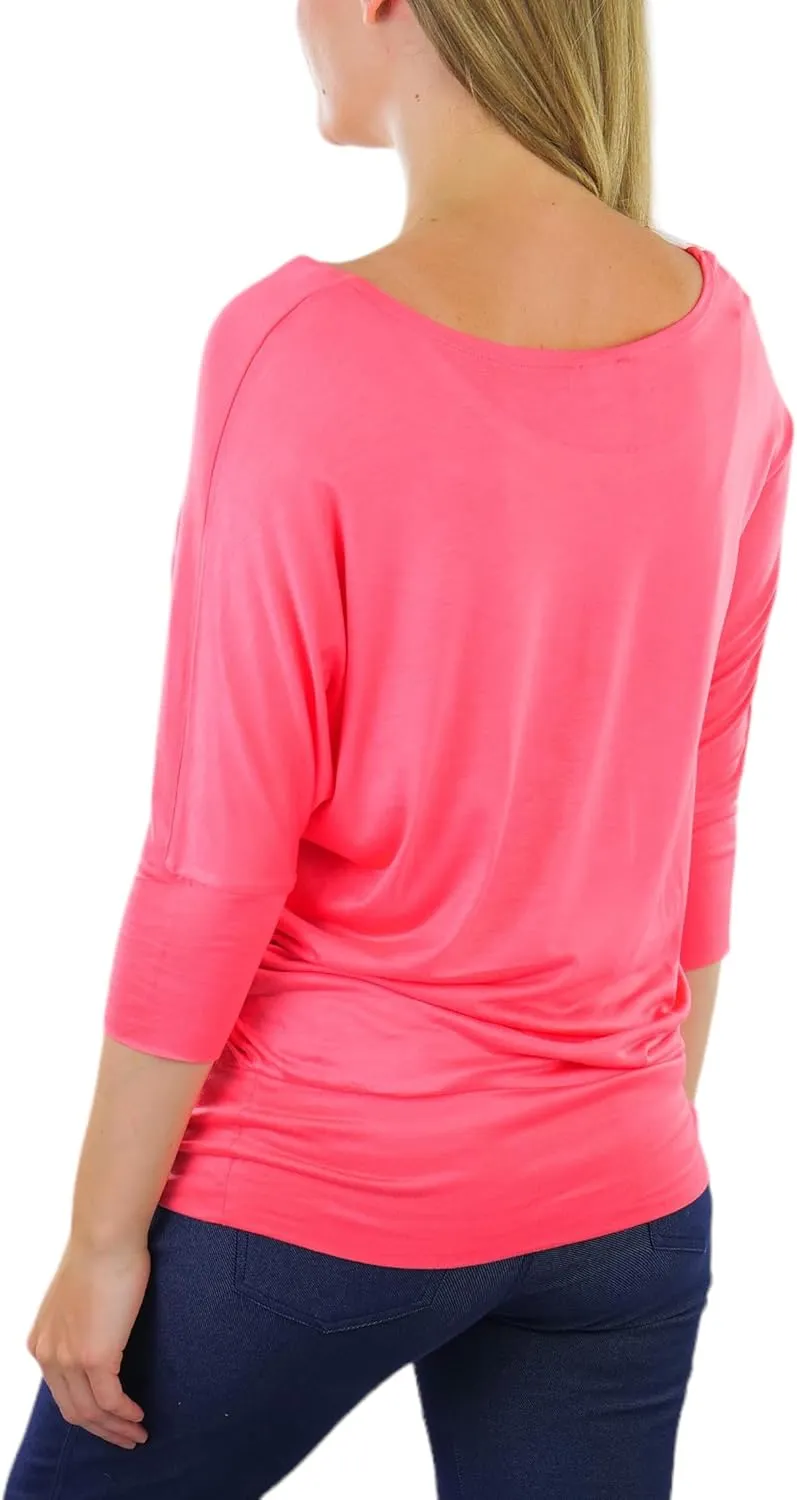 ToBeInStyle Women's Classic Boat Neck Dolman Style Tops