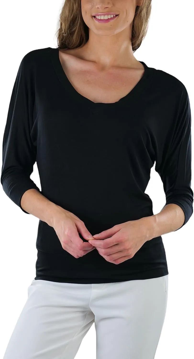 ToBeInStyle Women's Classic Boat Neck Dolman Style Tops