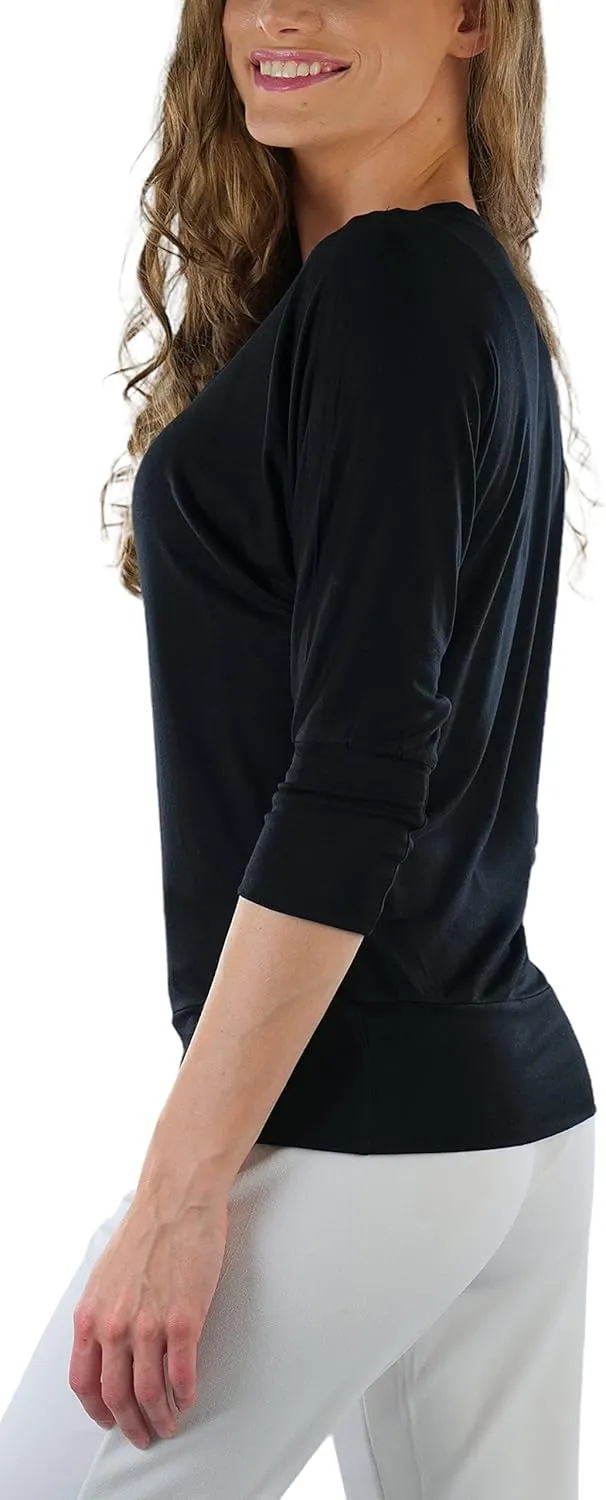 ToBeInStyle Women's Classic Boat Neck Dolman Style Tops