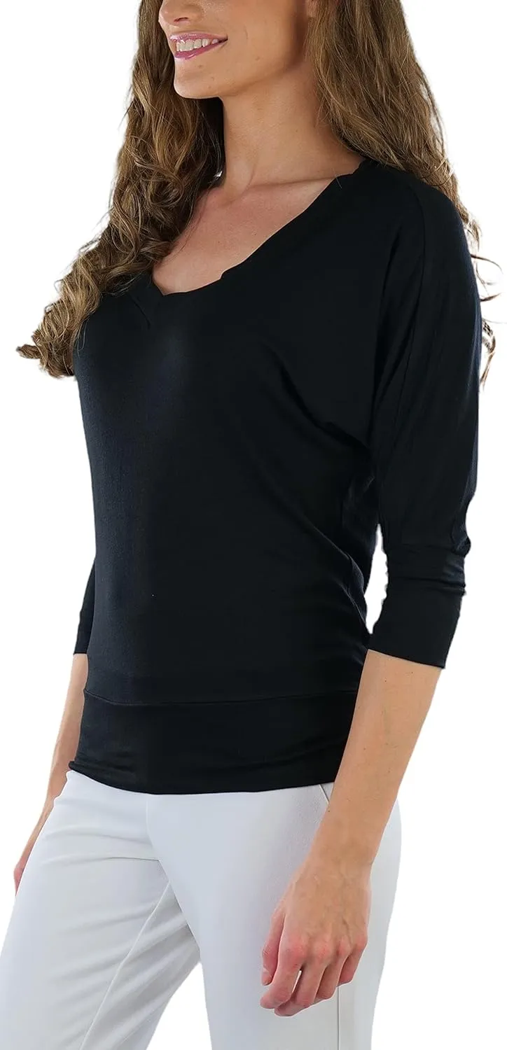 ToBeInStyle Women's Classic Boat Neck Dolman Style Tops