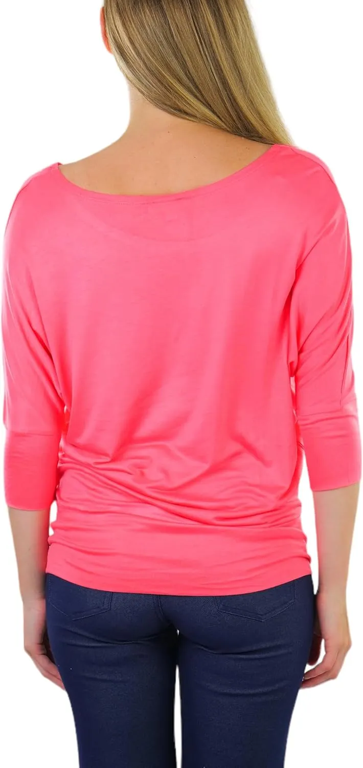 ToBeInStyle Women's Classic Boat Neck Dolman Style Tops