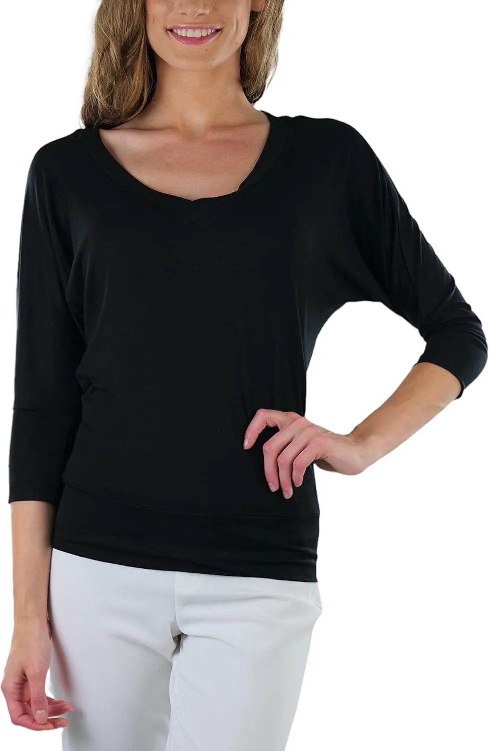 ToBeInStyle Women's Classic Boat Neck Dolman Style Tops