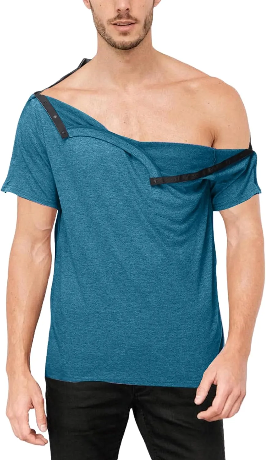 Unisex Post Shoulder Surgery Shirts After Rotator Cuff Surgery Shirt Snap Tearaway Shirts Chemo Port Adaptive Clothing