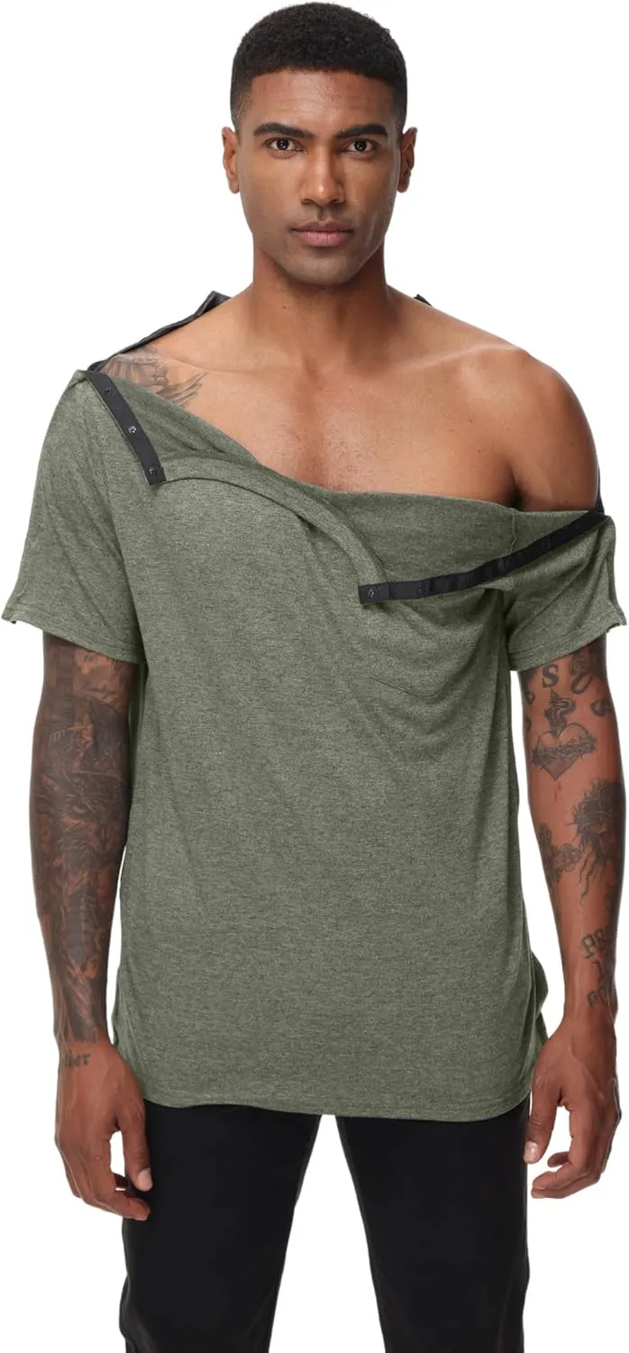 Unisex Post Shoulder Surgery Shirts After Rotator Cuff Surgery Shirt Snap Tearaway Shirts Chemo Port Adaptive Clothing