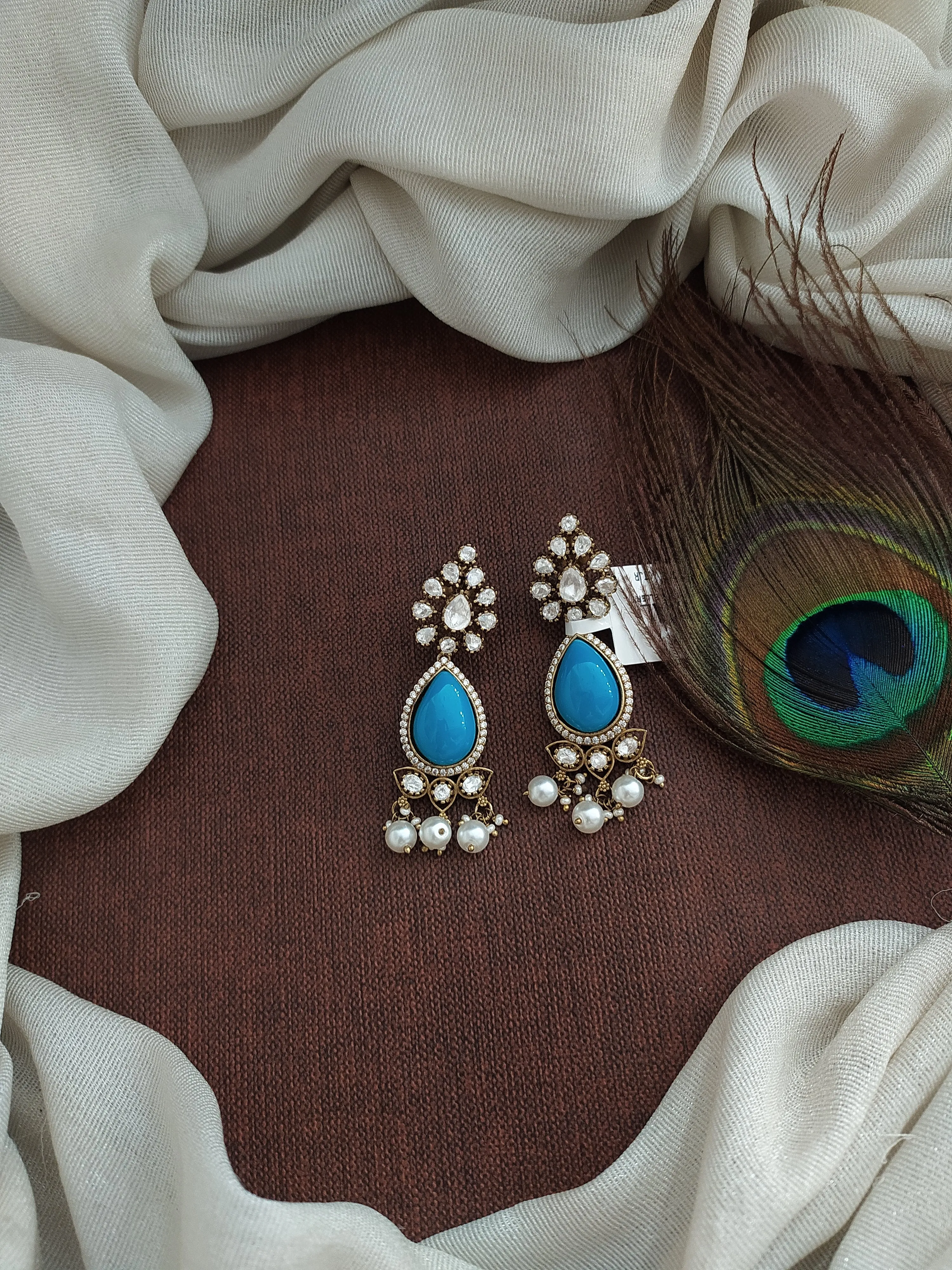 Victorian Finish Moissanite Earrings