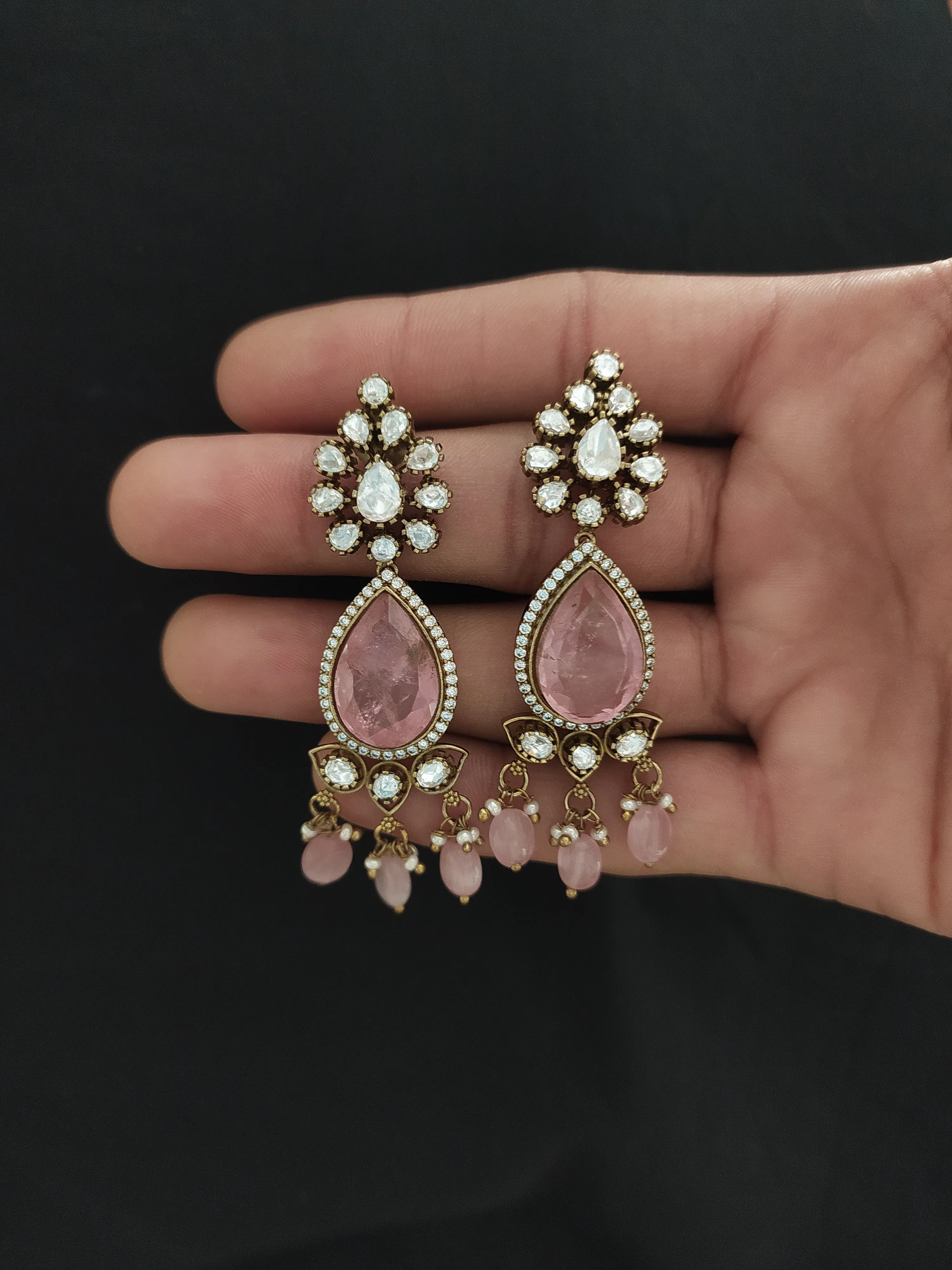 Victorian Finish Moissanite Earrings