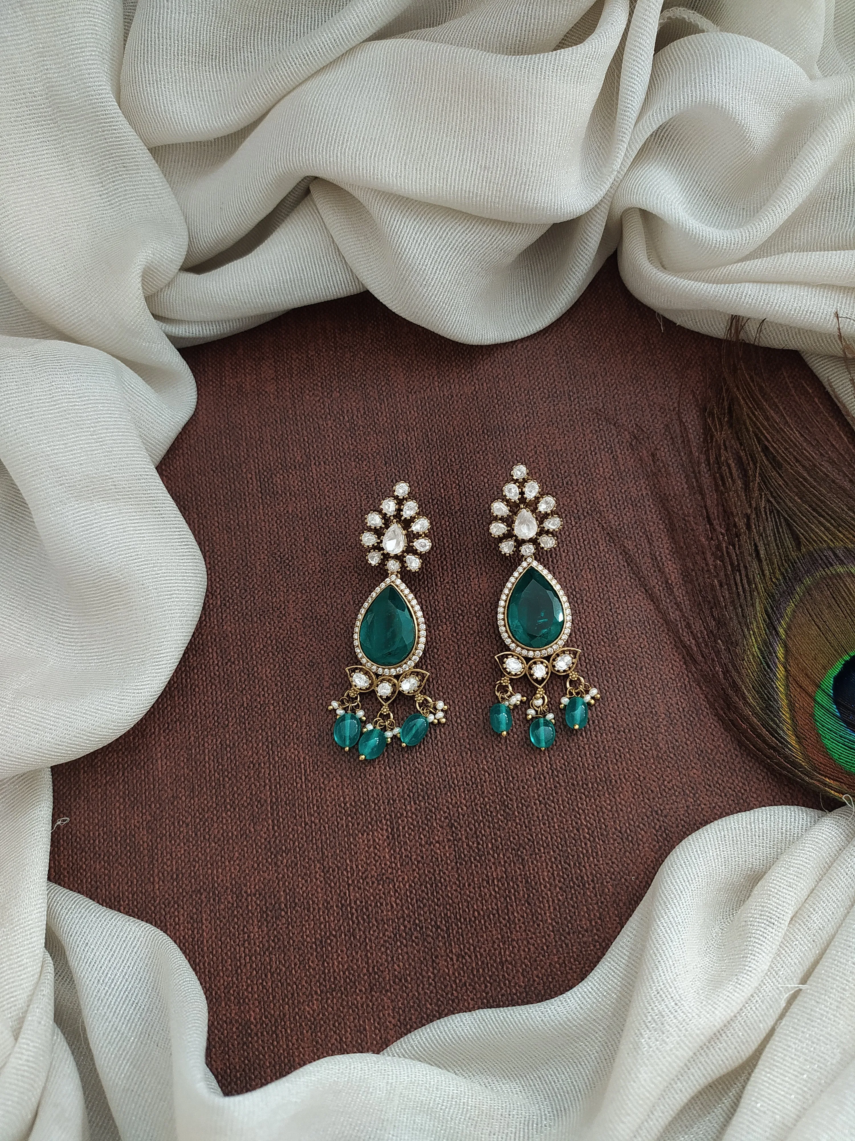 Victorian Finish Moissanite Earrings