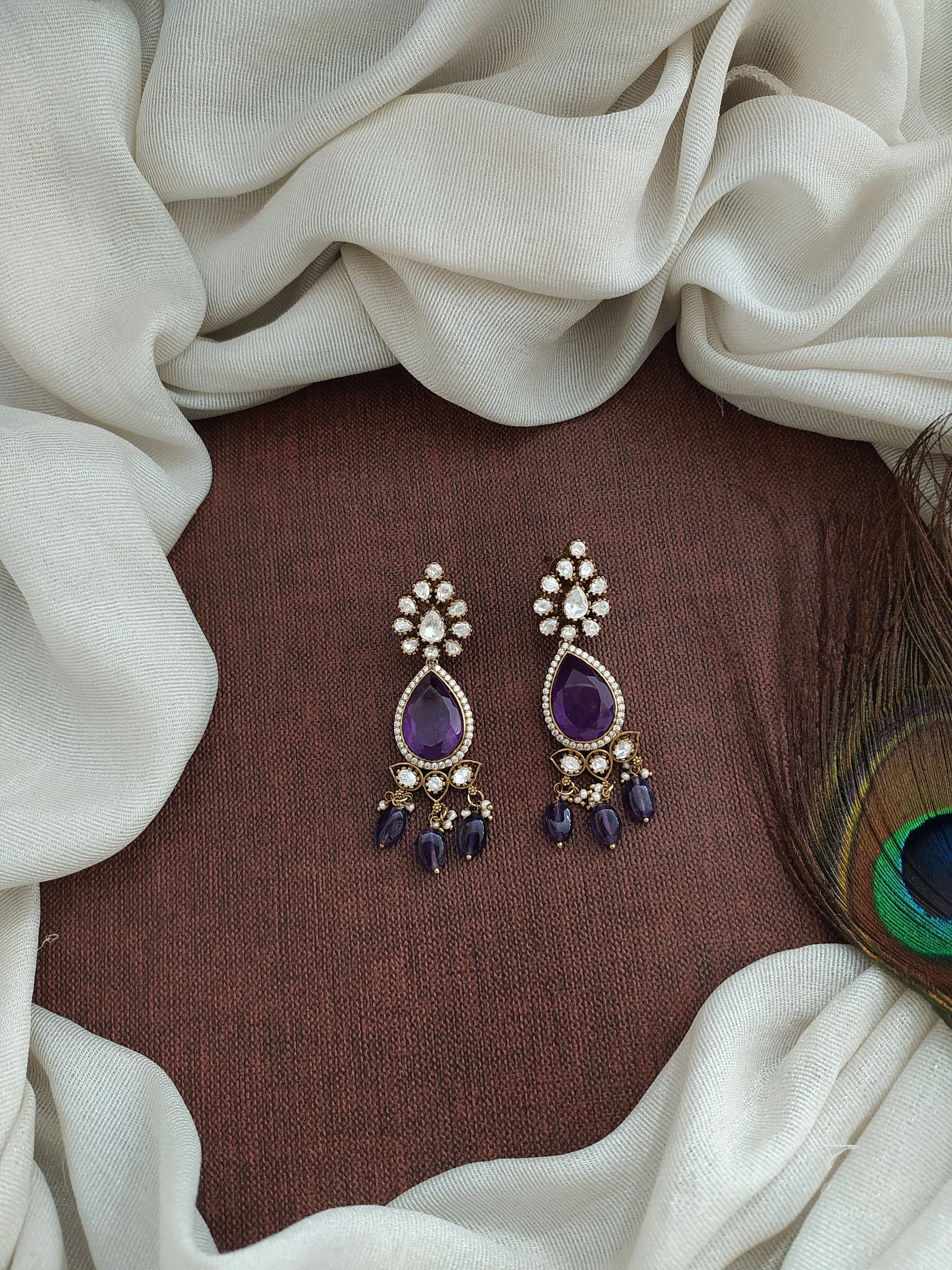 Victorian Finish Moissanite Earrings