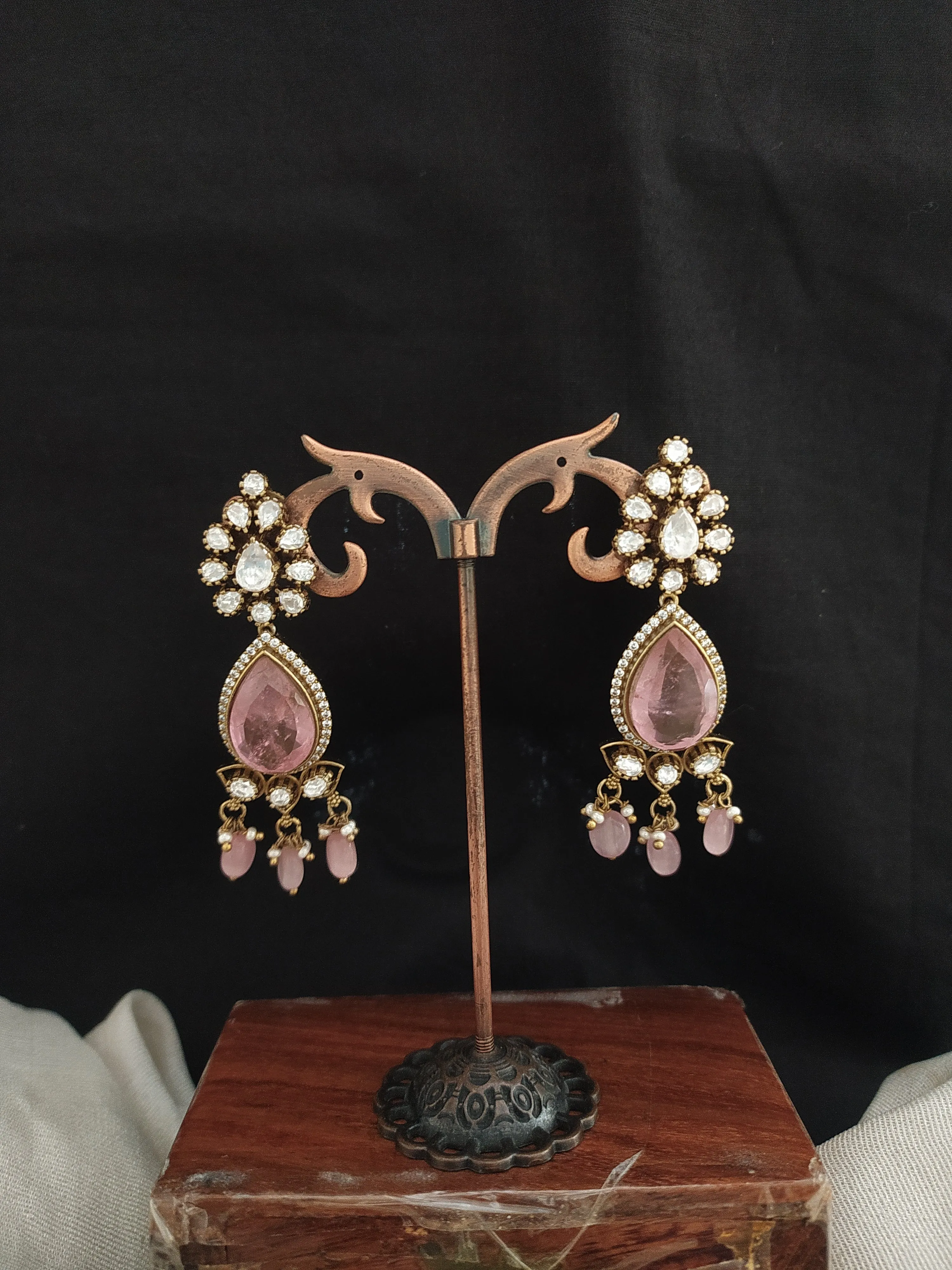 Victorian Finish Moissanite Earrings