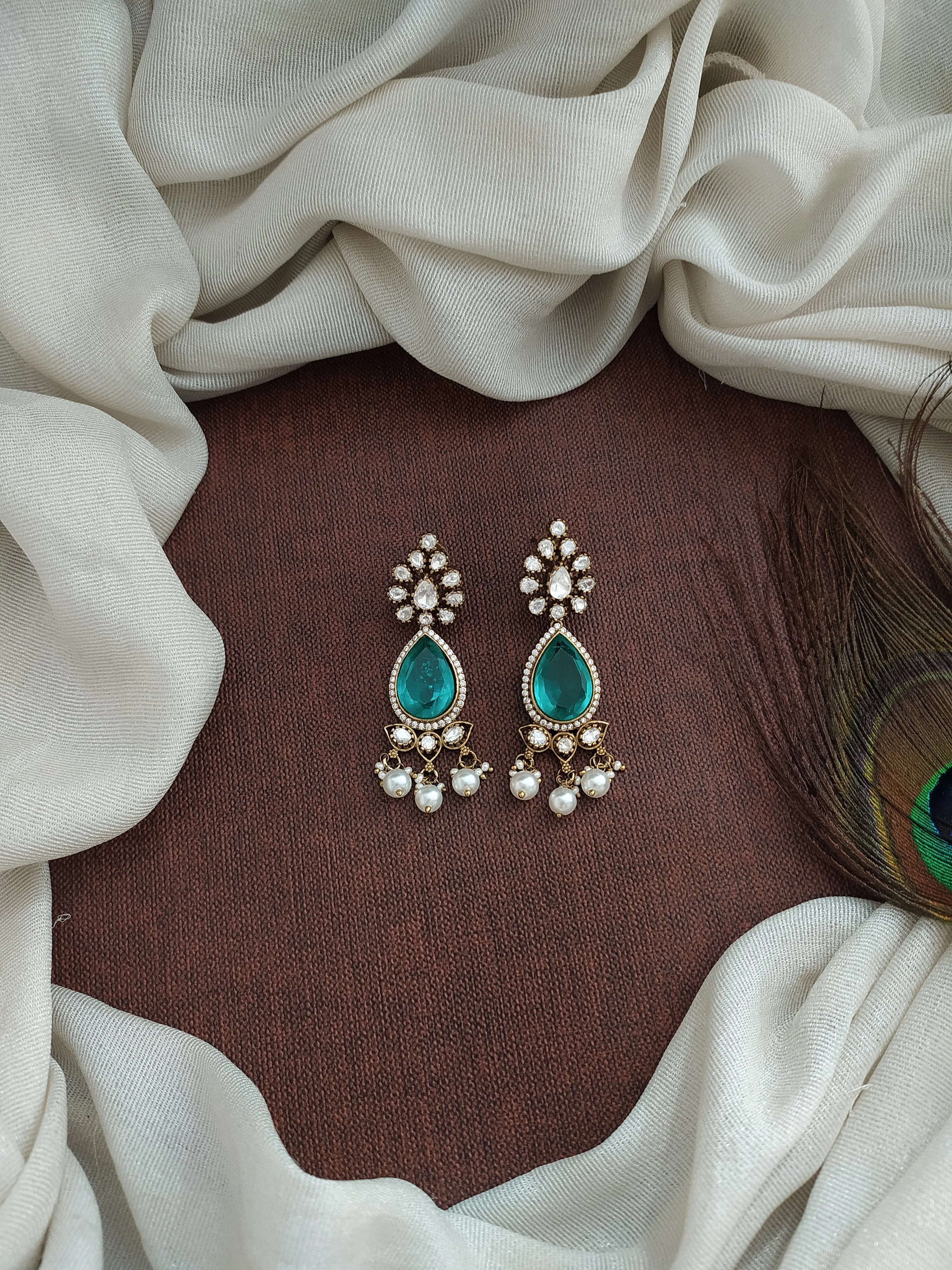 Victorian Finish Moissanite Earrings