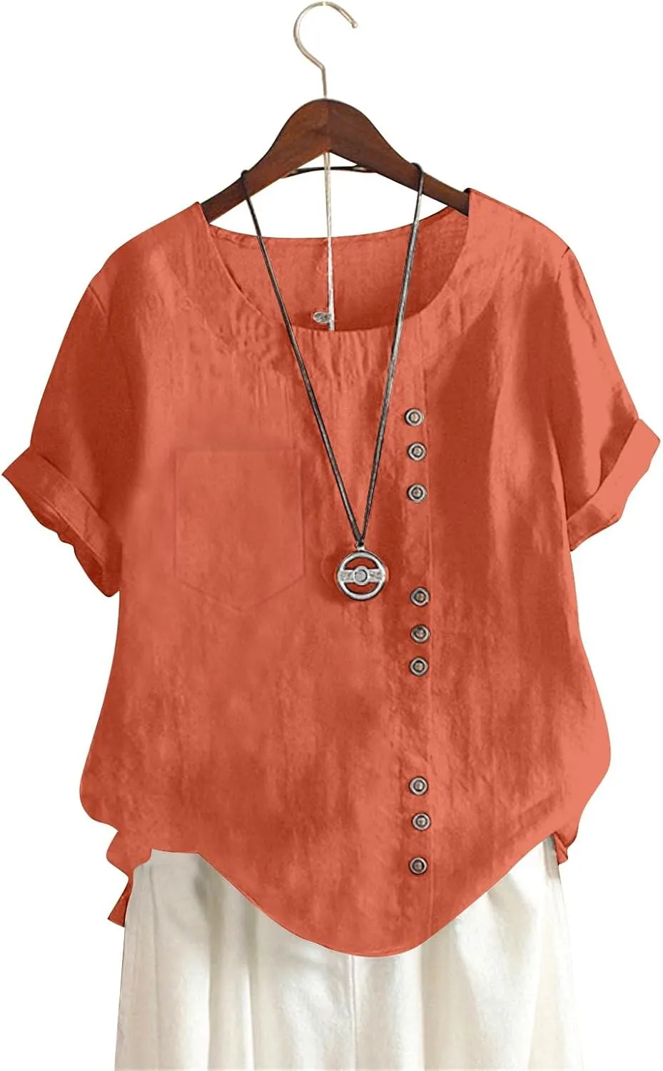 Women Cotton Tops Floral Women Plus Top Short Sleeves Embroidered Plus Size T-Shirts Hawaiian Boho Beach Blouse