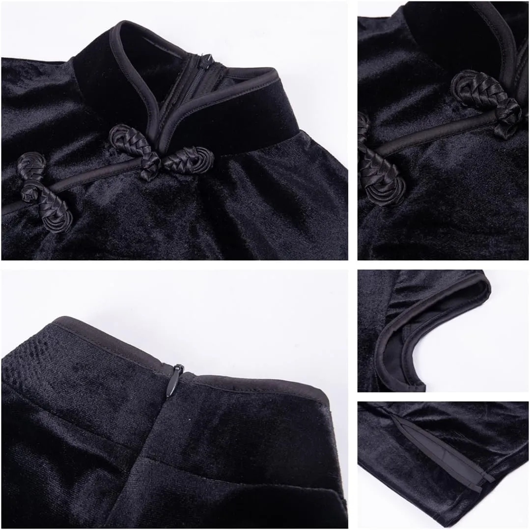 Women Gothic Dress Punk Halloween Vintage Harajuku Velvet Lace Y2k Mall Goth A-Line Dresses