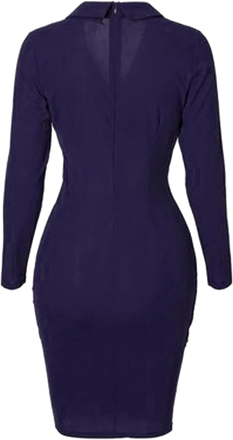 Women Suit Dress Fashion Bodycon Business Skirt Slim Hip Skirt Lapel Long Sleeve Casual Work Formal Dress Blazer
