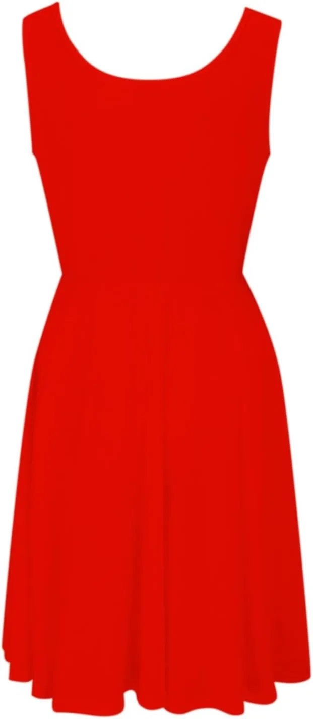 Women's Summer Dresses Scoop Neck Sleeveless A-Line Ribbed Knit Above Knee Tank Dress