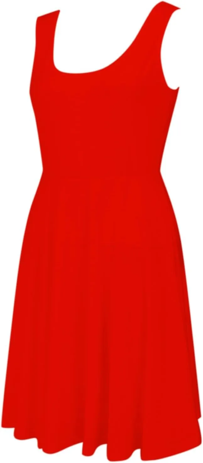 Women's Summer Dresses Scoop Neck Sleeveless A-Line Ribbed Knit Above Knee Tank Dress