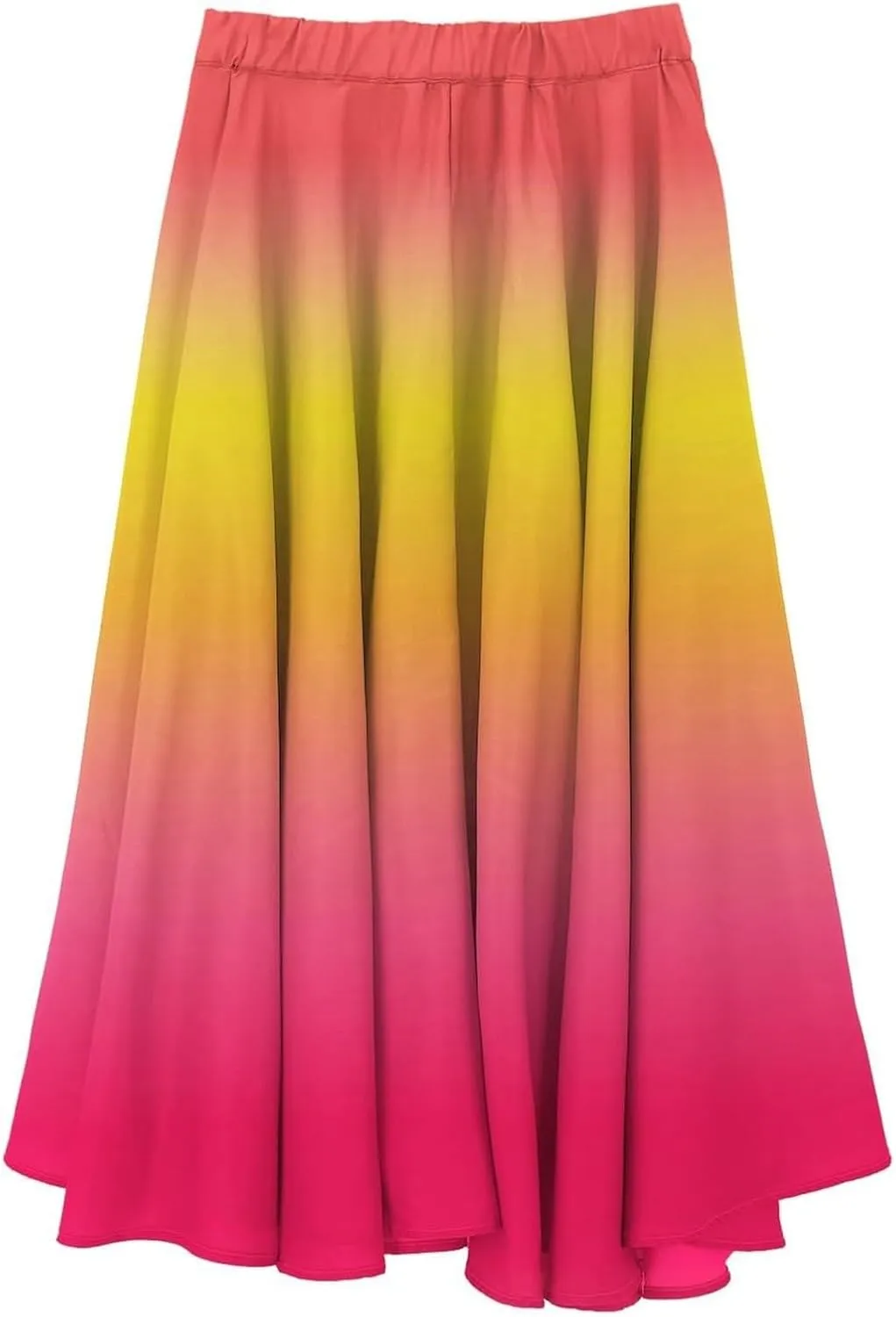 Women's Summer Printed Linen Wrap Skirt Elastic Waist A Line Boho Beach Skirt Flowy Long Maxi Skirt for Vacation