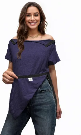 Youdiao Post Shoulder Surgery Shirt for Women Tear Away Snap Short Sleeve Rotator Cuff Recovery Must Haves Chemo Clothing